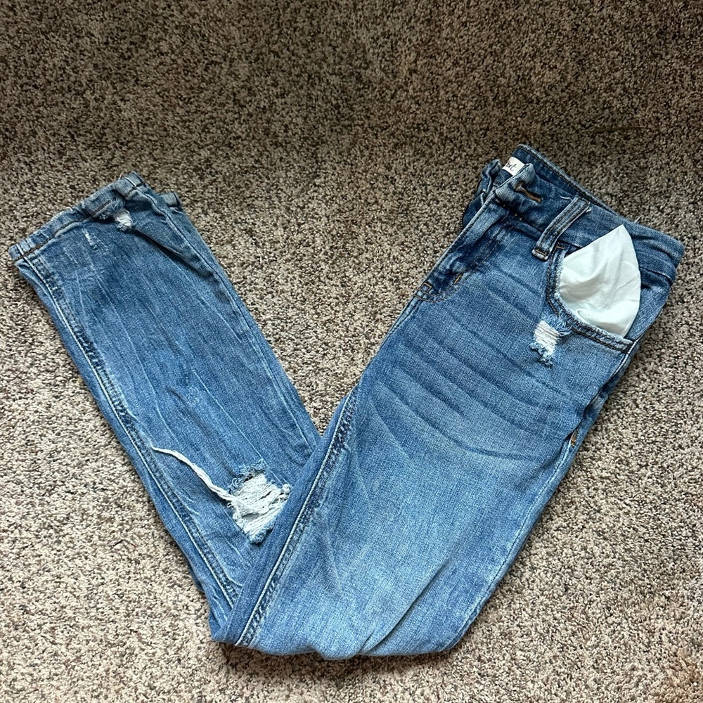 Willow + Root Blue Skinny Jeans with Distressed Details